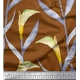 thumbnail image 1 of Soimoi Brown Silk Fabric Leaves Watercolor Printed Craft Fabric by the Yard 42 Inch Wide, 1 of 3