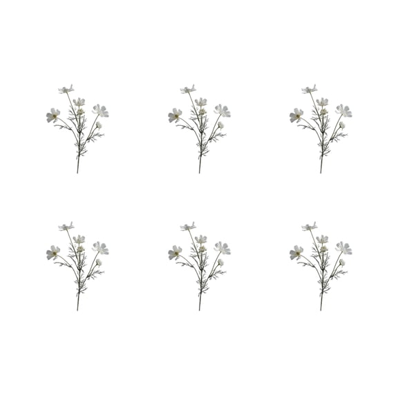 Artificial Cosmos Flowers White 6 Stems 23.6 In Faux Chrysanthemum For Home Wedding Party Decor
