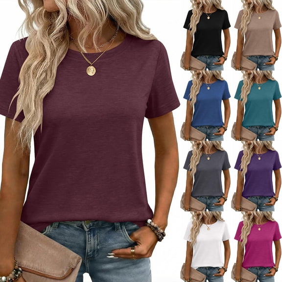 Zeagoo Womens Tshirt Short Sleeve Summer Tops Crewneck Casual Basic Tee Shirts Spring Clothes Trendy Outfit