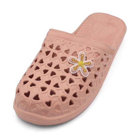 

LAVRA Women s Slip on Mule Jelly Black Slide Sandals with Flower Decal