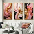 thumbnail image 1 of Designart "Whimsical Liquid Pink and Gold Art Glamorous Charm III" Abstract Shapes Framed Wall Art Set Of 3 - Gold Transitional Frame Gallery Wall Set For Home Decor, 1 of 6