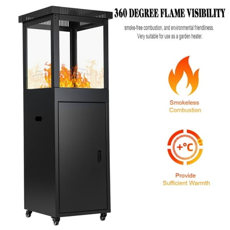 Hemoton Black Steel Backyard Heater with Glass Shield for Outdoor Patio and Garden
