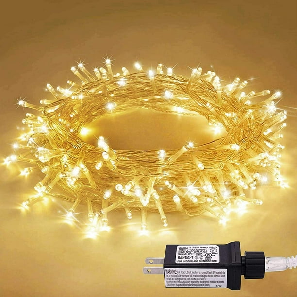 33ft 100 LED Warm White Christmas Lights Indoor, Clear Wire