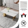thumbnail image 3 of Sumdeal Luxury Faux Marble Dining Table for 6, 71" Rectangular Kitchen Table with Polished Golden Pedestal Base for 4-8 People in Kitchen Dining Room, 3 of 6
