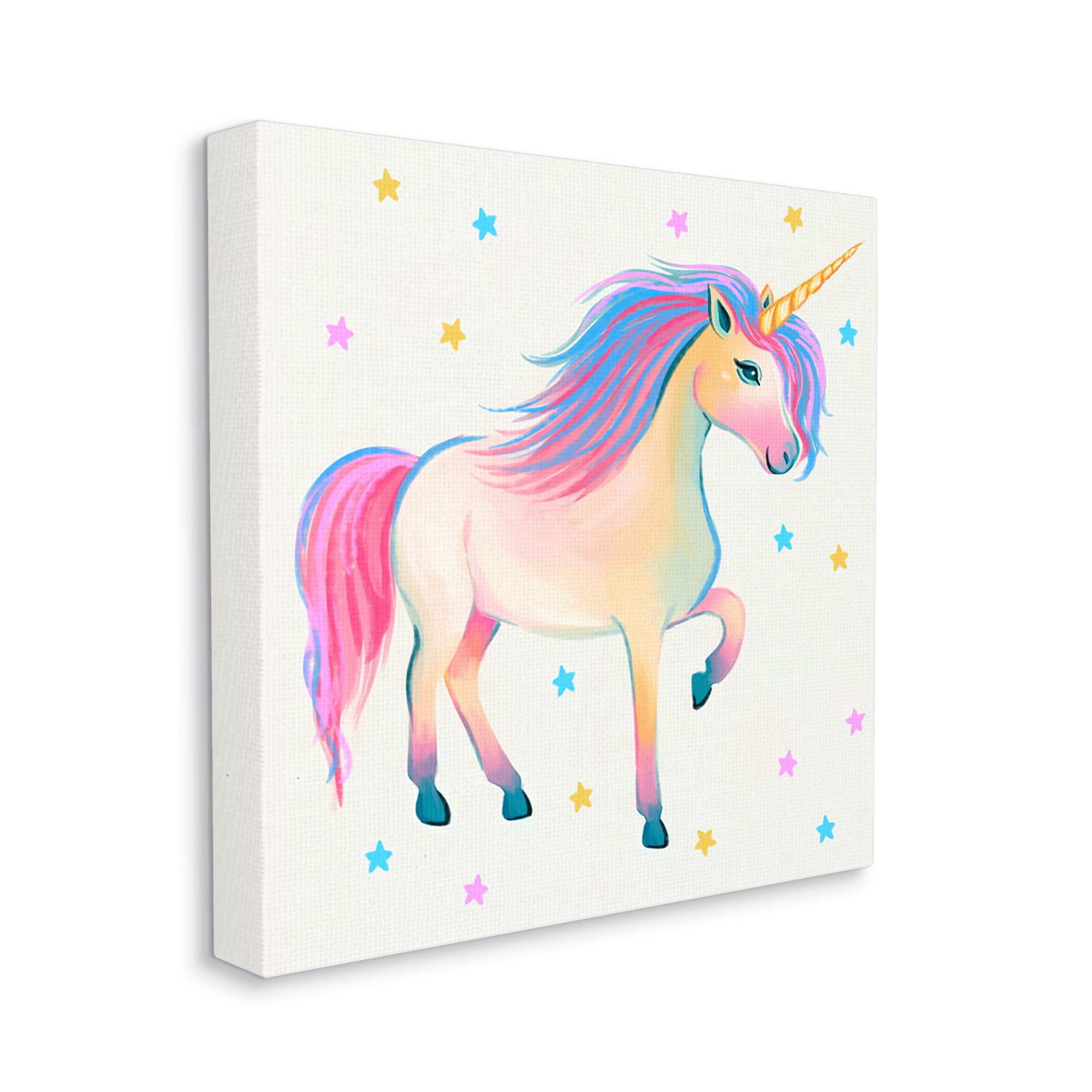 Stupell Industries Pastel Unicorn & Stars Fairy Tales & Fantasy Painting Gallery Wrapped Canvas Art Print Wall Art, 36 x 36