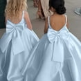 thumbnail image 2 of Bmisegm Girls' Dresses Spaghetti Strap Back Big Bow High Waist Floor Length A Line Gown with Sweep Train Formal Occasion Dress for Girls 7-8 Years, 2 of 5
