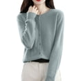 thumbnail image 4 of Stichou 2026 Wool Sweaters Women's Winter Spring Warm Soft Knitted Crew Neck Cardigan Turtleneck Long Sleeves Mint Green L, 4 of 6
