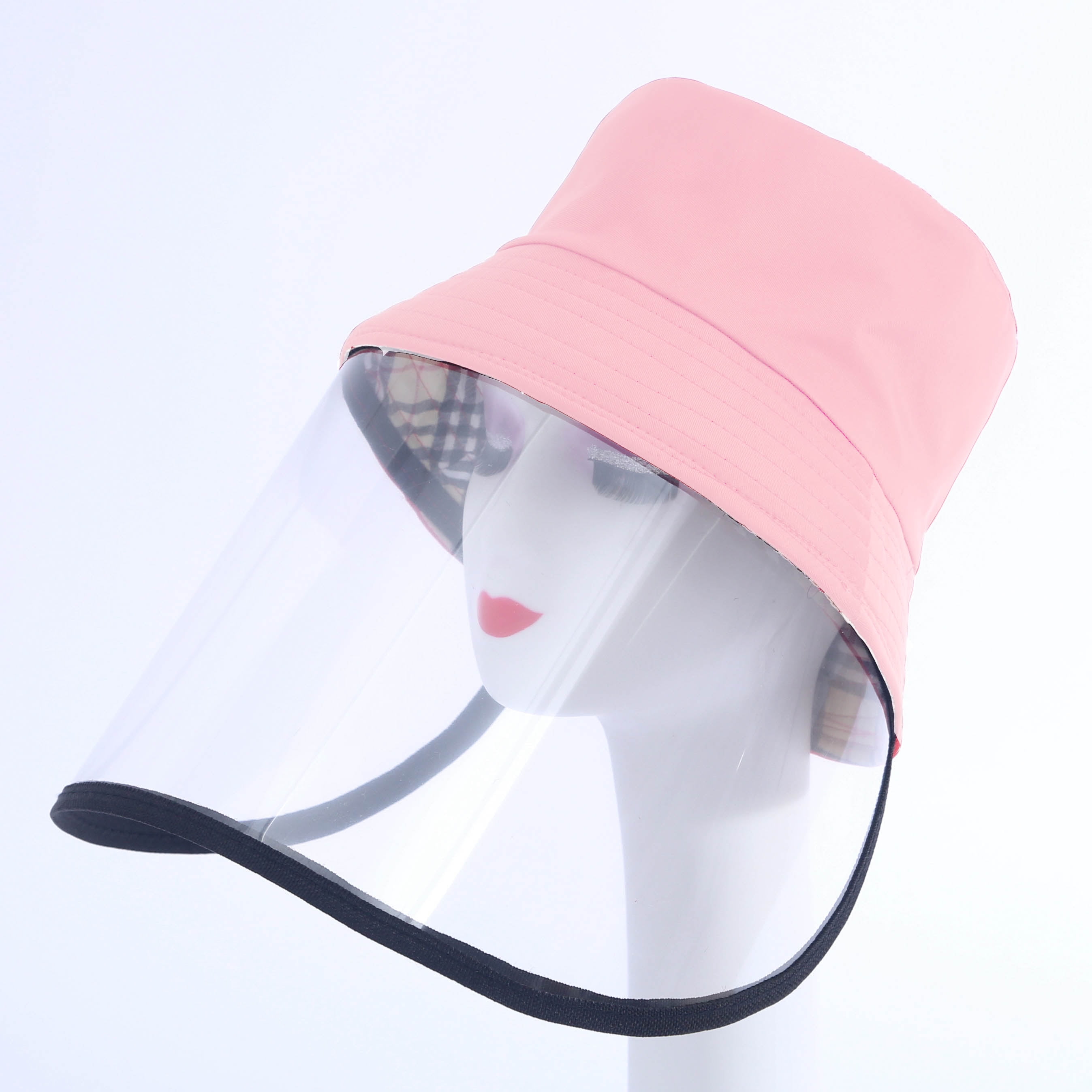 Kids Size Unisex Pink Reversible Cotton Protective Fisherman Bucket Hat