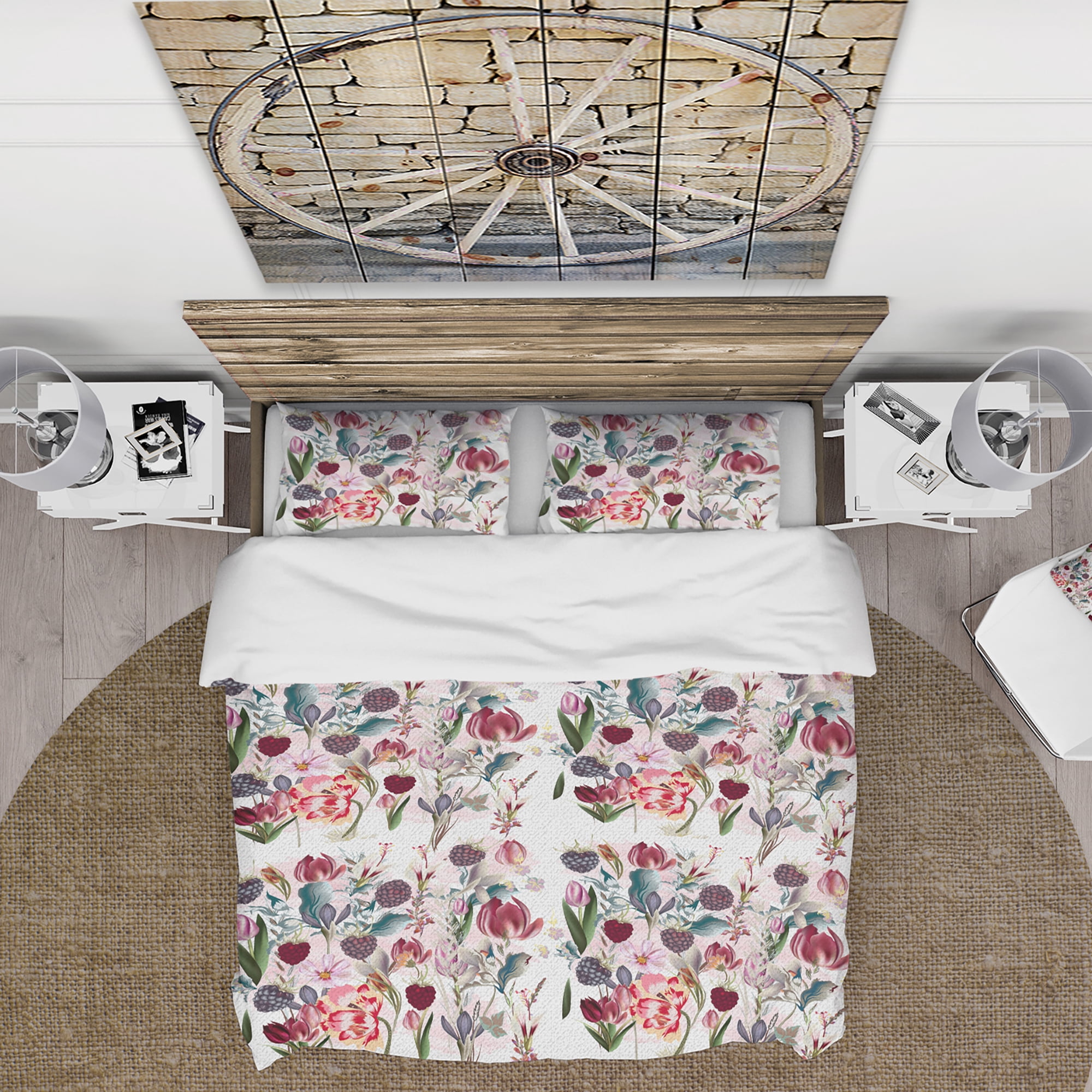Designart 'Beautiful Floral Pattern with Spring Flowers' Cabin & Lodge Duvet Cover Set