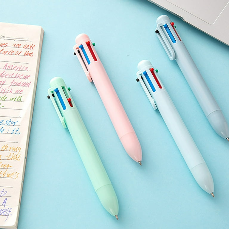 Multicolor Ballpoint Pen 0.5, 4-In-1 Colored Pens Fine Point 6-Count