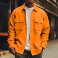 thumbnail image 2 of LISTHA Men's Casual Flap Pocket Button Front Long Sleeve Jackets Orange M, 2 of 6