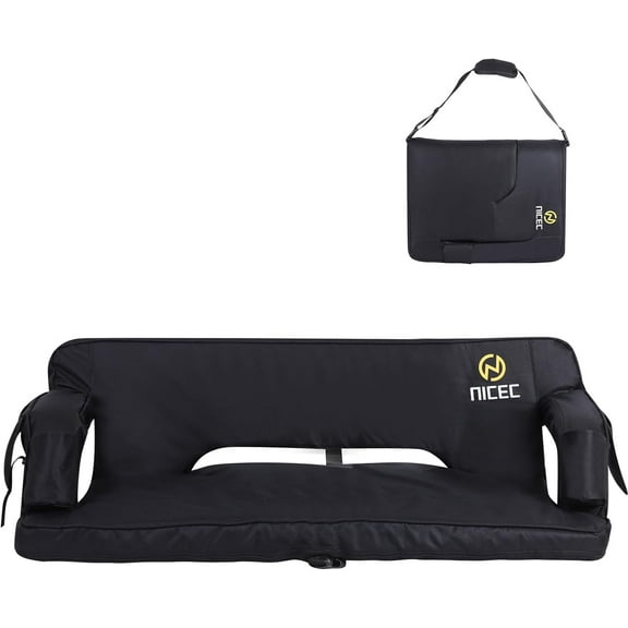 Oversized Stadium Seats with Back Support, Bleacher Seats, Stadium Chairs with Back and Cushion, Floor Chair, Foldable, Thick Padding (One Black)