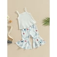 thumbnail image 3 of Bagilaanoe 2pcs Toddler Baby Girl Long Pants Set Letter Print Sleeveless Tank Tops + Flare Trousers 6M 12M 18M 24M 3T 4T Kids Casual Outfits, 3 of 8