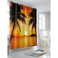 thumbnail image 3 of Tropical Shower Curtain, Coconut Beach Sunset Bathroom Decor Curtains Set with Hooks, Orange Gold Yellow Waterproof Fabric Home Accessories， 72 X 78 Inch Long, 3 of 6