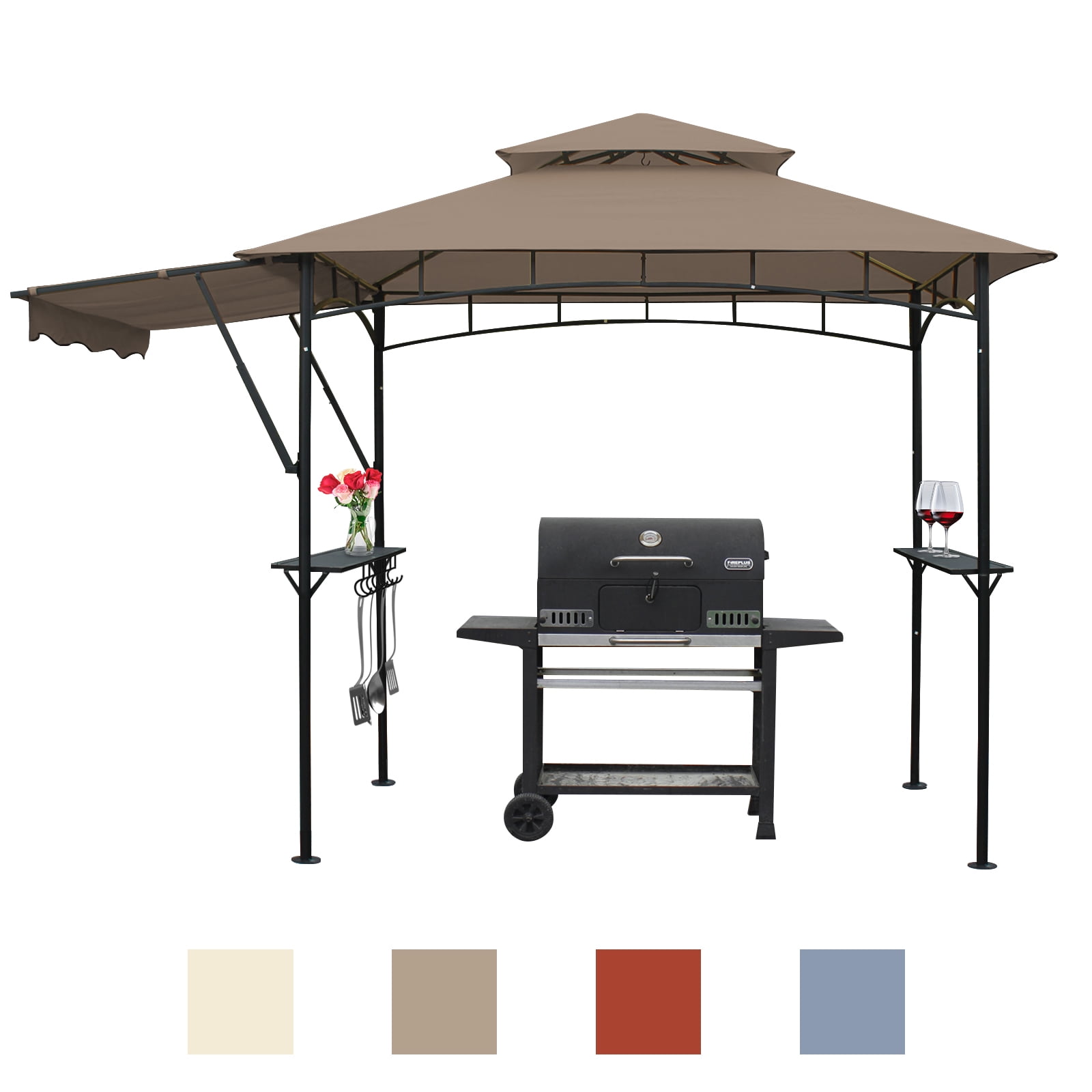 Dikasun Grill Gazebo 8x5 Ft Double Tiered Outdoor BBQ Grill Tent 4.6 ft