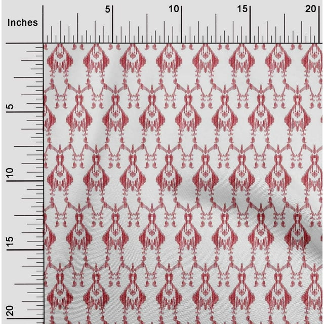 oneOone Tissu Viscose Georgette Imprimé Ikat Paisley au Mètre 42 Pouces de Large