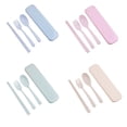 thumbnail image 2 of Kitchen 3 In 1 Spoon Fork Chopsticks Set Organizer Box Plastic Tableware Wheat Dissolvabitity Dinnerwear, 2 of 9
