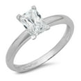 thumbnail image 2 of 1 ct Emerald Cut Simulated Diamond Solitaire Engagement Ring for Women in 14K White Gold, 2 of 2