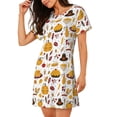thumbnail image 2 of Fotbe Thanksgiving Bata de Dormir para Mujer con Estampado, Camisón de Algodón de Manga Corta, Ropa de Dormir Casual, 2 of 6