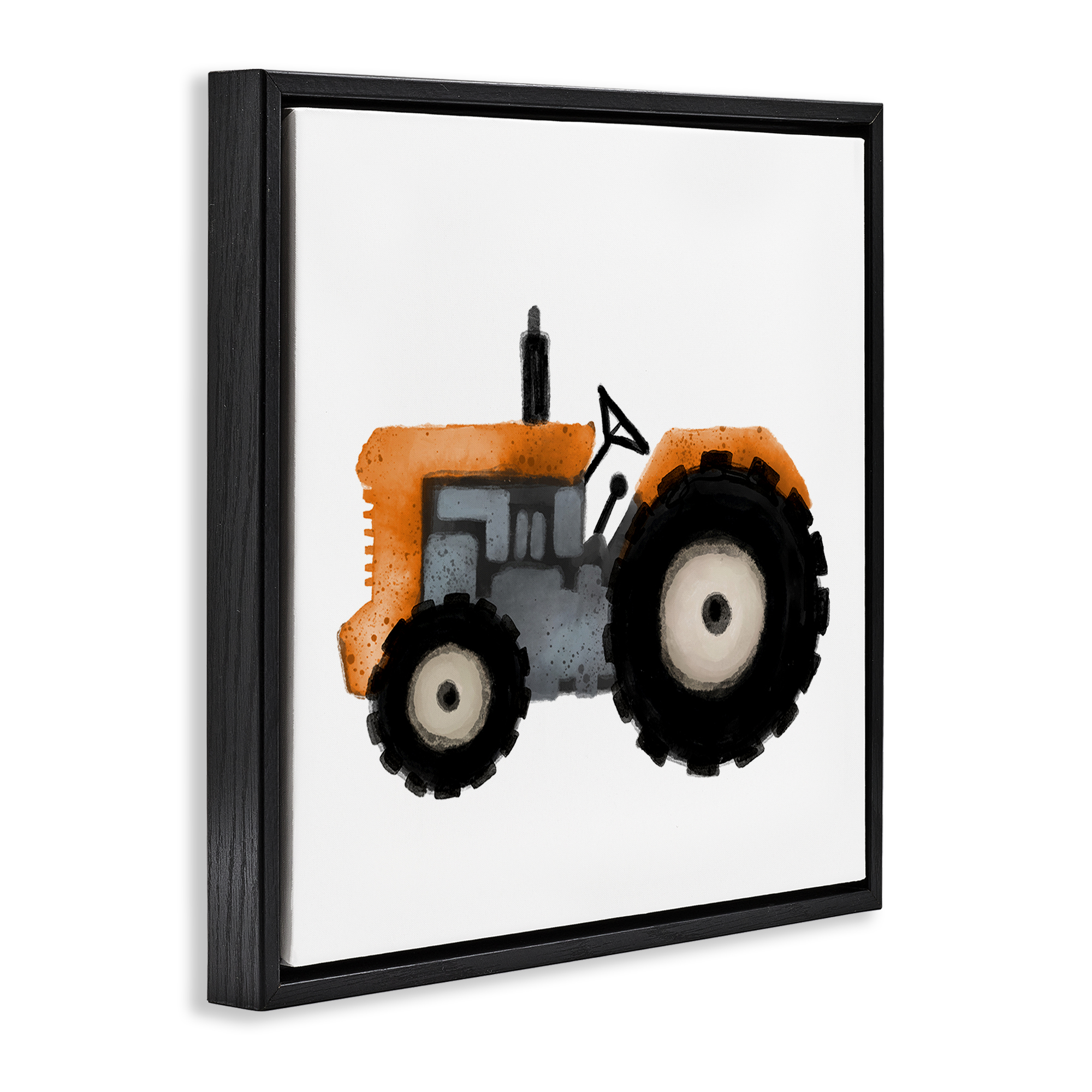 Stupell Industries Farm Tractor Vehicle Transportation Painting Black Floater Framed Canvas Art Print Wall Art, 25 x 25