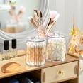 thumbnail image 3 of Yayeee 2 Pack Qtip Holder Bathroom Cotton Swab Canister with Lid Clear Dispenser Set, Pastel Pink Geometric, 3 of 6