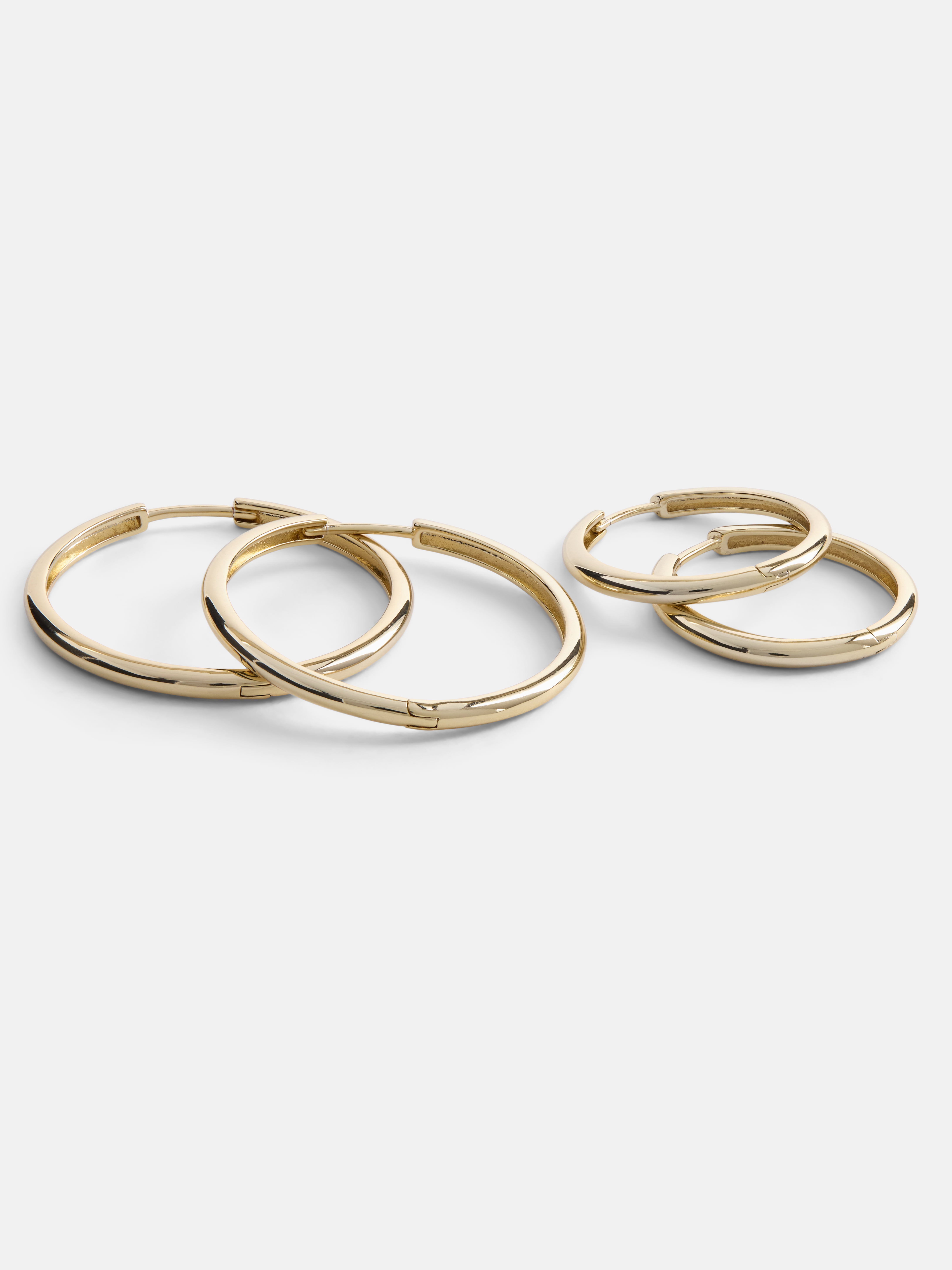 Free Assembly Women's Demi Fine 14K Gold Plated Duo Round Hoop Earring Set, 2-Pairs