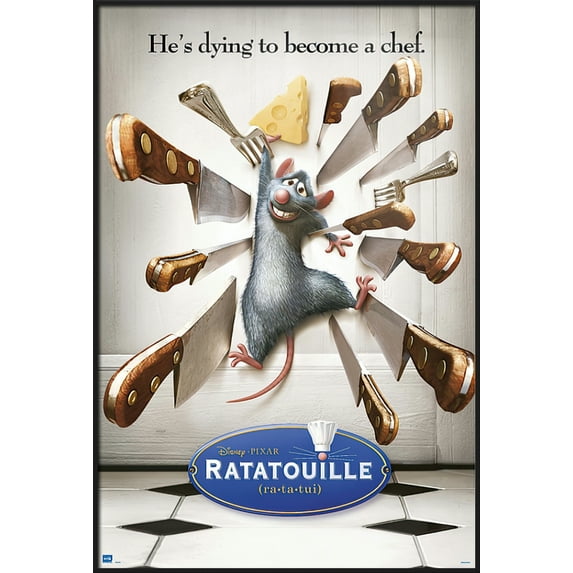 Ratatouille - Framed Disney / Pixar Movie Poster (Regular Style) (Size: 25" X 37") (Matte Black Plastic Frame)