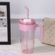 thumbnail image 5 of Botella de agua transparente rosa, vasos de plástico para acampar, senderismo y mochilerismo, vaso de gran capacidad con tapa y pajita, taza de viaje para exteriores, a prueba de fugas y sin BPA., 5 of 6