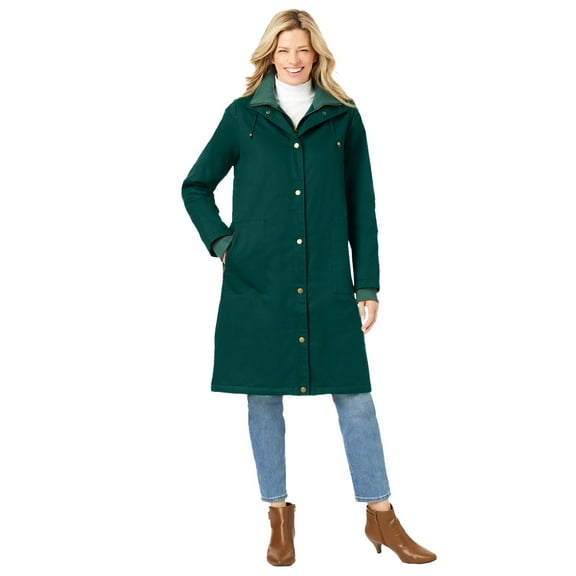 Woman Within Plus Size Twill Hooded Stadium Jacket