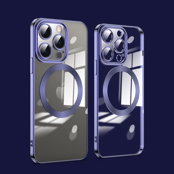 Magnetic Clear Case for iPhone 16 Pro with Lens Protective Film, Silicone/TPU Shockproof Anti-Scratches Non-Yellowing Cover Compatible with Mag-Safe for iPhone 16 Pro, Darkpurple
