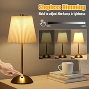 DAYBETTER Cordless Table Lamp, 12 Brass Rechargeable Cute Desk Light, Touch Lamp with Dimmable 3 Option Lights for Modern Office Home Decor