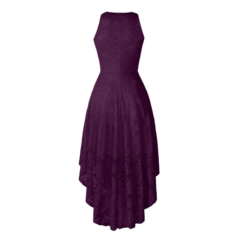 DailyTrove Women's Sleeveless Lace Dress-Asymmetric Hem-Polyester-for  Evening Event/Cocktail-Flattering Asymmetric - Walmart.com