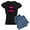 With Blue Strpe Pant, variant on CafePress - Hot Pink And Black Cake Pajamas - Women's Dark Pajamas