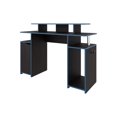 thumbnail image 1 of FM FURNITURE Lol Minimalist Gaming Desk with Elevated Monitor Shelf Blue Accents, 1 of 8