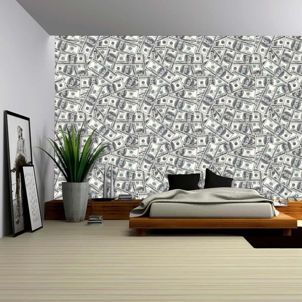 wall26-100 Dollar Bills Collage Background - Large Money Wall Mural, Removable Peel and Stick Wallpaper, Home Decor - 100x144 inches