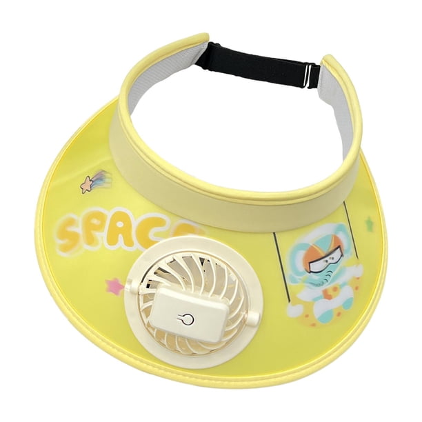 Sombrero con visera solar y ventilador, protección solar, portátil, banda elástica ajustable, informal Amarillo
