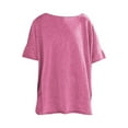 thumbnail image 4 of Breezora Oversized Cotton Tee for Women Soft Breathable Short Sleeve Crewneck Tshirt Trendy Relaxed Fit Summer Essential Top XL Size Pink, 4 of 5