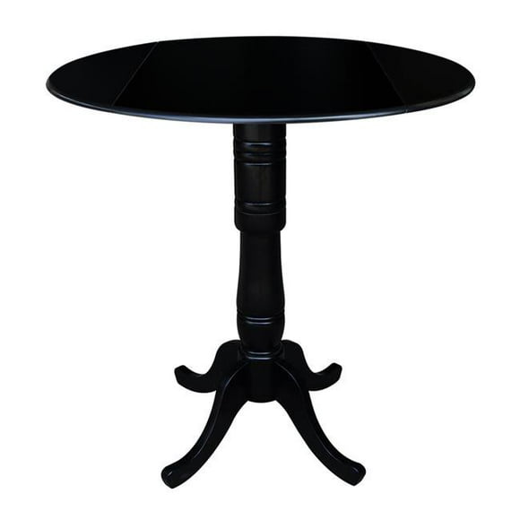 International Concepts K46-42DPT-6B-2 42 in. Round Dual Drop Leaf Pedestal Table, 41.5 in. - Black