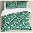 thumbnail image 1 of Banana Leaf King Size Duvet Cover Set, Palm Tree Passion Monstera Areca Palm Fan Palm and Banana Leaves, Decorative 3 Piece Bedding Set with 2 Pillow Shams, Jade Green and White, by Ambesonne, 1 of 3