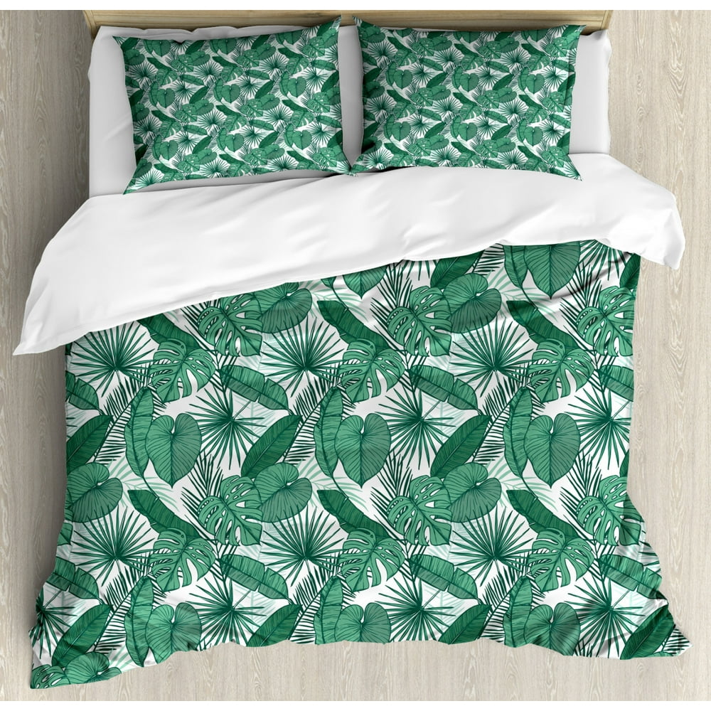 Banana Leaf King Size Duvet Cover Set, Palm Tree Passion Monstera Areca