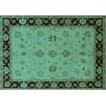 thumbnail image 1 of Ahgly Company Machine Washable Indoor Rectangle Oriental Turquoise Blue Traditional Area Rugs, 8' x 10', 1 of 4