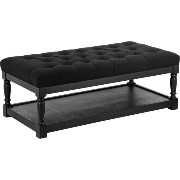 Pemberly Row Contemporary Wood Rectangle Coffee Table in Black