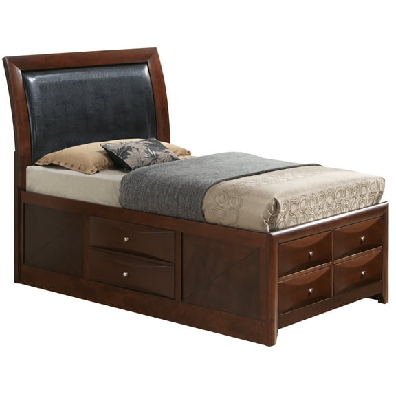 Glory Furniture Marilla Wood Veneer Twin Storage Bed in Cherry