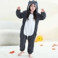 thumbnail image 3 of Kids Animal Onesies Pajamas Girls Boys Fuzzy Fleece Hooded Jumpsuits Sleepwear Cute Family Pajama Rompers Dark Gray, 10 Y, 3 of 5