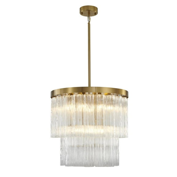 Bethel International Chandelier Satin Brass Metal & Glass