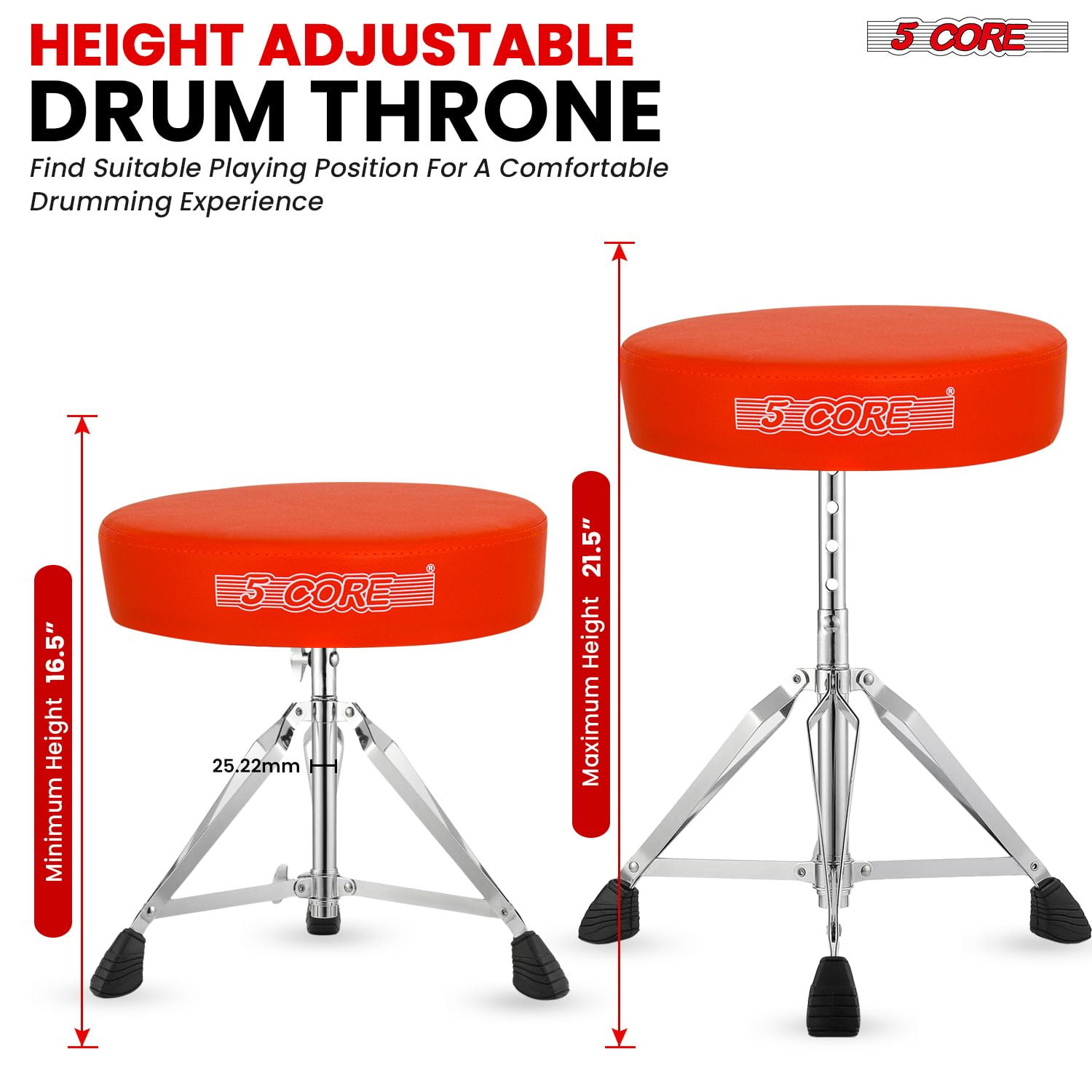 Adjustable Drum Throne & Practice Pad Combo – Height-Adjustable Kit with Snare Stand for Kids & Adults