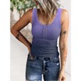 thumbnail image 4 of Haut Sans Manches Côtelé pour Femmes, Camisole Basique à Boutons Col Rond Décontracté Extensible pour Quotidien Dégradé Bleu, Dégradé Rose, Dégradé Rouge, Dégradé Violet, Rose Bleu, Noir Blanc, 4 of 6