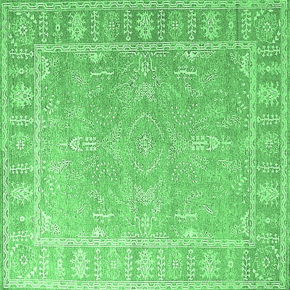 Ahgly Company Indoor Square Oriental Emerald Green Industrial Area Rugs, 5' Square