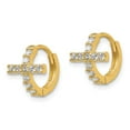 thumbnail image 2 of Real 14kt Yellow Gold Madi K Polished CZ Cross Hinged Hoop Earrings; for Adults and Teens; for Women and Men, 2 of 3