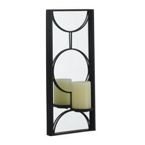 CosmoLiving by Cosmopolitan Black Metal Geometric Pillar Wall Sconce with Mirror Backing